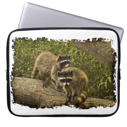 Raccoon White Edge Laptopschutzhülle (Vorderseite)