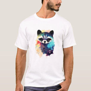 Raccoon Wild Nature Animal Colors Paint T-Shirt