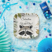 Raccoon Wild One Woodland Animal Birthday Party Pappteller (Party)