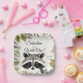 Raccoon Wild One Woodland Animal Birthday Party Pappteller (Party)
