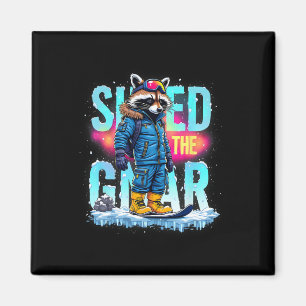 Raccoon Wintersportfreunde Ski Shirt die Gnar Snow Magnet