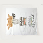 Raccoon Woodland Animals Baby Shower backdrop Wandteppich (Vorderseite (Horizontal))