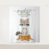 Raccoon Woodland Animals Baby Shower backdrop Wandteppich (Vorderseite)