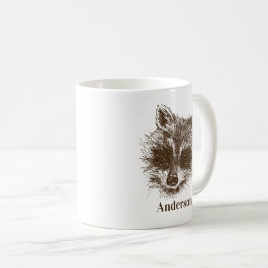 Raccoon Woodland Creation Animal Personalisiert Kaffeetasse (VorderseiteRechts)