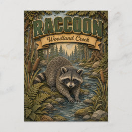Raccoon Woodland Creek POPCUT Postkarte