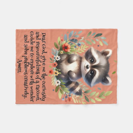 Raccoon Woodland Kinder Christliches Gebet auf Ros Fleecedecke (Vorderseite (Horizontal))