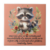 Raccoon Woodland Kinder Christliches Gebet auf Ros Fliese (Vorderseite)