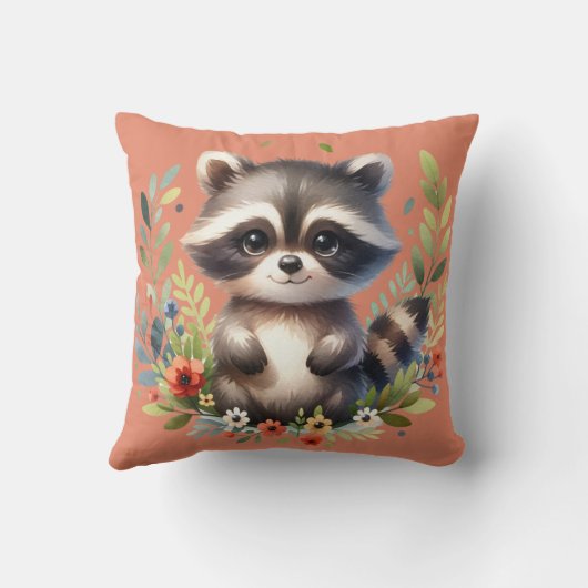 Raccoon Woodland Kinder Christliches Gebet auf Ros Kissen (Rückseite)