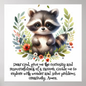 Raccoon Woodland Kinder Christliches Gebet auf Wei Poster (Vorne)