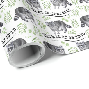Raccoon Wrapping Paper Geschenkpapier