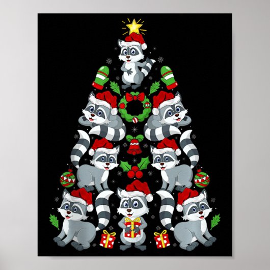 Raccoon Xmas Dekoration Weihnachtsmannmütze Raccoo (Vorne)