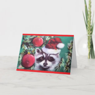 Raccoon Xmas Tree Blank Grußkarte Einladung