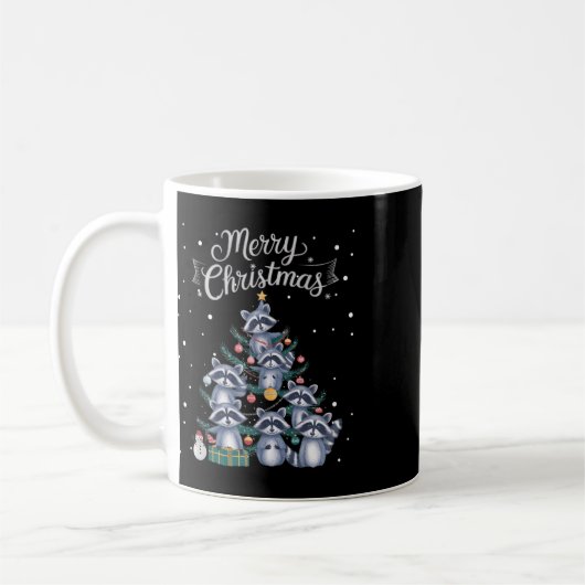 Raccoon Xmas Tree Raccoon Weihnachtsbaum Merry Chr Kaffeetasse (Links)