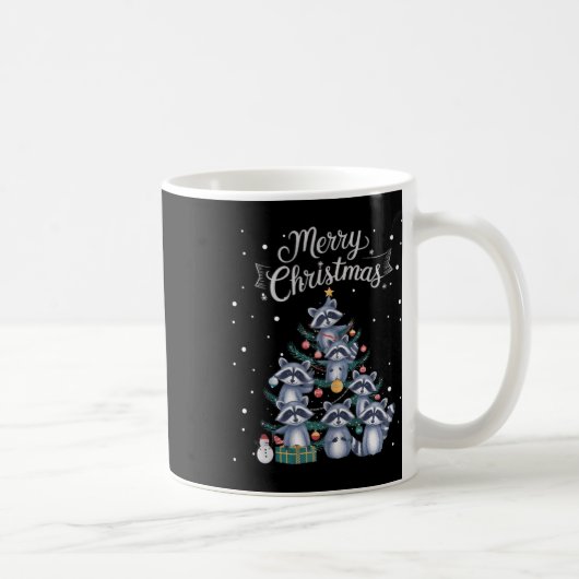 Raccoon Xmas Tree Raccoon Weihnachtsbaum Merry Chr Kaffeetasse (Rechts)