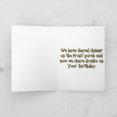 Raccoons and Cats share drinks in the bar birthday Karte (Innenseite)