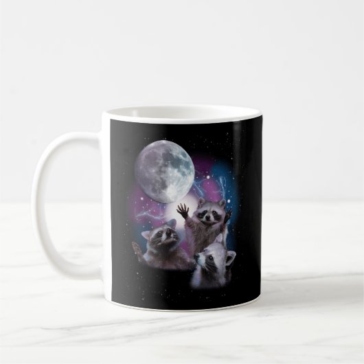 Raccoons auf dem Mond heulen - Raccoon Kaffeetasse (Links)
