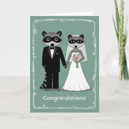Raccoons Braut und Groom Hochzeit Glückwunsch Karte