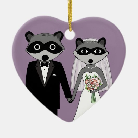 Raccoons Bridge and Groom Niedlich Wedding Keepake Keramik Ornament (Vorne)