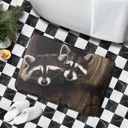 Raccoons Brown Niedlich Tree Badematte