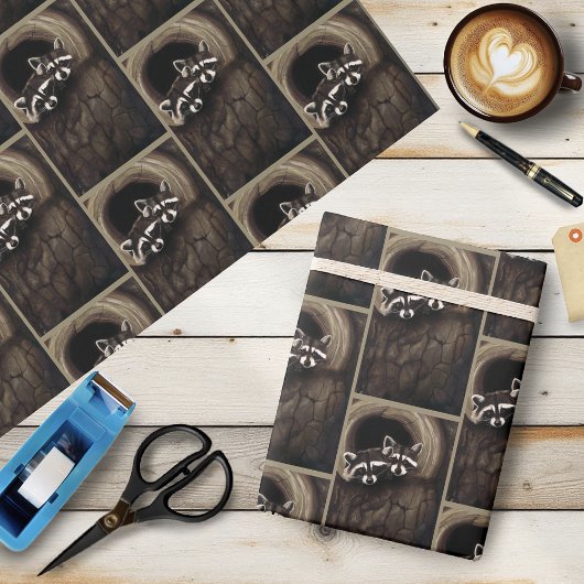 Raccoons Brown Niedlich Tree Geschenkpapier
