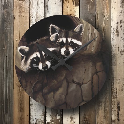 Raccoons Brown Niedlich Tree Runde Wanduhr