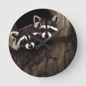 Raccoons Brown Niedlich Tree Runde Wanduhr (Vorderseite)