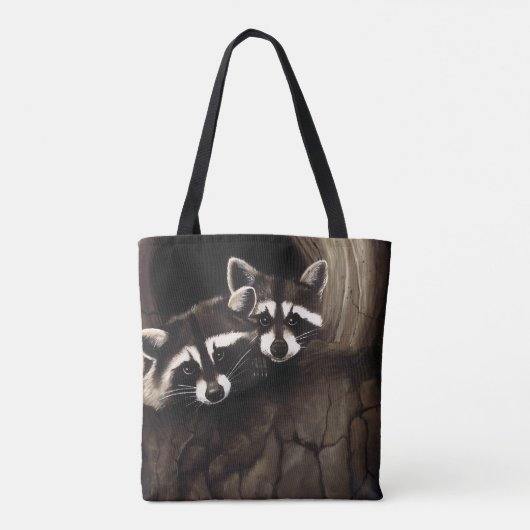 Raccoons Brown Niedlich Tree Tasche (Rückseite)