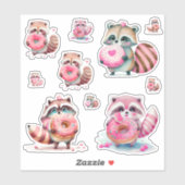 Raccoons essen Doughnut Aufkleber (Blatt)