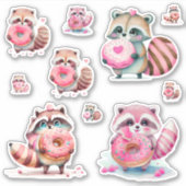 Raccoons essen Doughnut Aufkleber (Vorderseite)