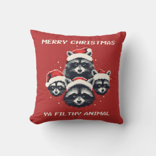 Raccoons Frohe Weihnachten Ya dreckiges Tier Kissen