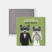 Raccoons Hochzeit Braut und Bräutigam mit eigenem Magnet (Vorderseite/Rückseite)