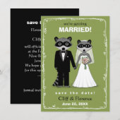Raccoons Hochzeit speichern das Datum Grün Save The Date (Vorne/Hinten)