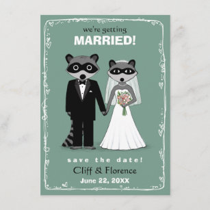 Raccoons Hochzeit Speichern Sie das Datum Aquamari Save The Date