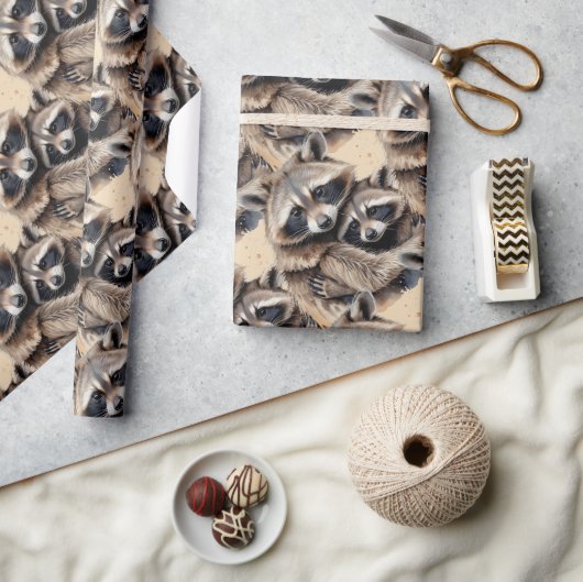 Raccoons im Wasserfarbenstil Art Geschenkpapier (Kunsthandwerk)