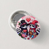 Raccoons in der Liebe Button (Vorne & Hinten)