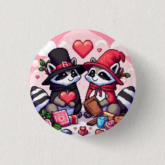 Raccoons in der Liebe Button (Vorderseite)