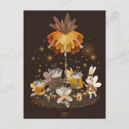 Raccoons Magic Blume von Alexandra Dikaia Postkarte