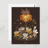 Raccoons Magic Blume von Alexandra Dikaia Postkarte (Vorne/Hinten)
