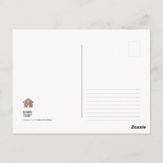 Raccoons Magic Blume von Alexandra Dikaia Postkarte (Rückseite)