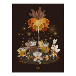 Raccoons Magie-Blume Poster