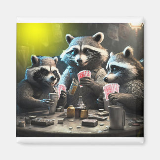 Raccoons spielen Poker Magnet