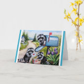 Raccoons Valentine Mail Blank Grußkarte Karte (Gelbe Blume)