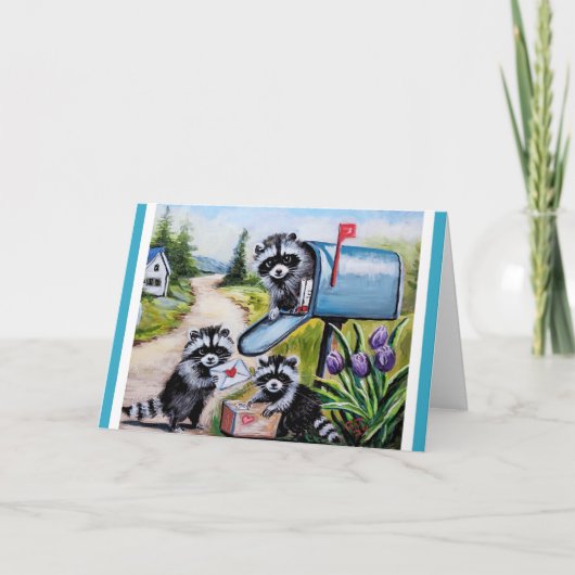 Raccoons Valentine Mail Blank Grußkarte Karte (Vorderseite)