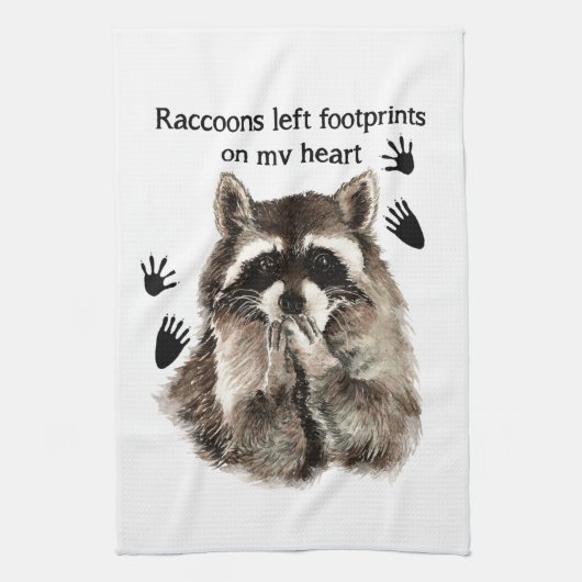 Raccoons verließ Footprints auf meinem Zitat zum S Handtuch (Vertikal)