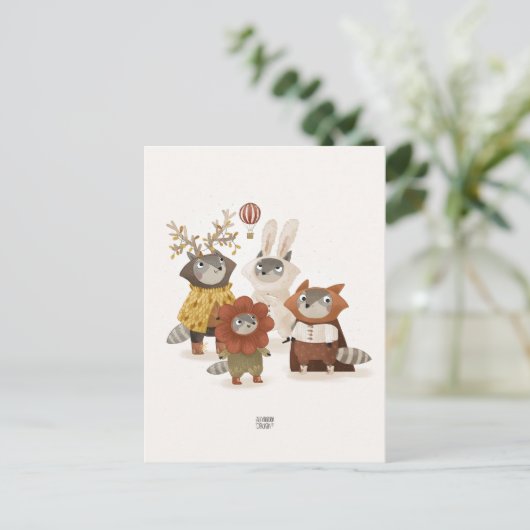 Raccoons von Alexandra Dikaia Postkarte (Stehend Vorderseite)