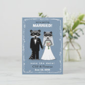 Raccoons Wedding Save the Date (Stehend Vorderseite)
