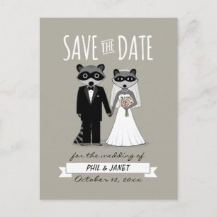 Raccoons Wedding Save the Date Ankündigungspostkarte