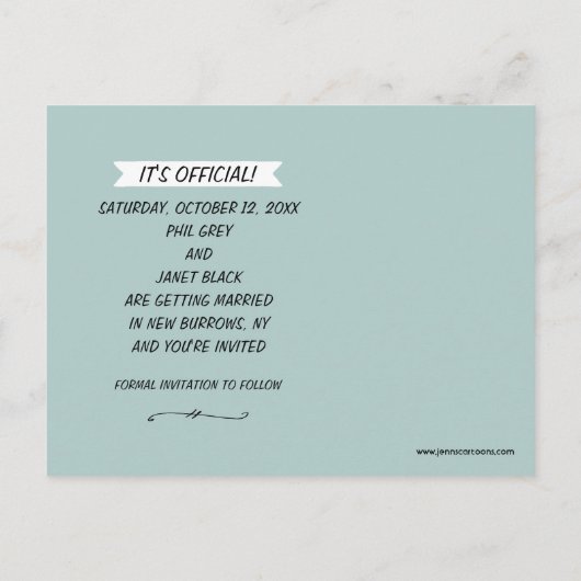 Raccoons Wedding Save the Date Ankündigungspostkarte (Rückseite)