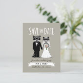 Raccoons Wedding Save the Date Ankündigungspostkarte (Stehend Vorderseite)