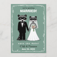 Raccoons Wedding Save the Date Aquamarin